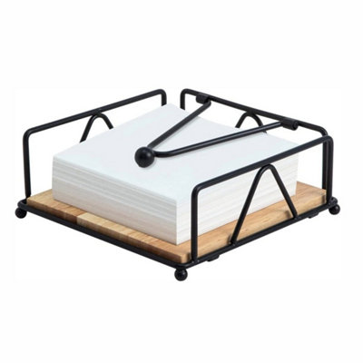 - Black Flat Napkin Holder Weighted Tension Arm Creative Table Tissue Storage Holder For
