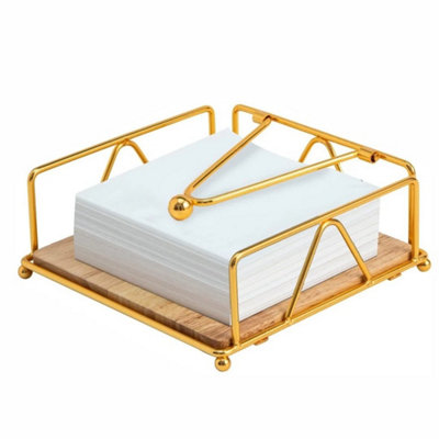  - Gold Flat Napkin Holder Weighted Tension Arm Creative Table Tissue Storage Holder For