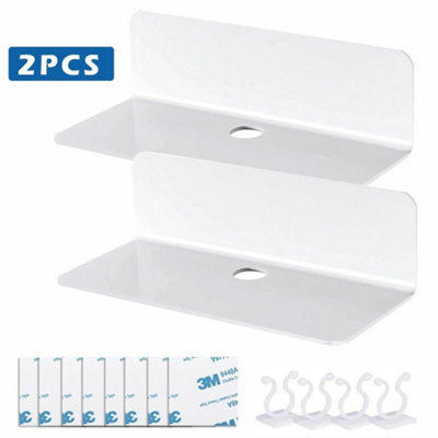  - White 2X Clear Small Acrylic Floating Wall Shelves Self Adhesive Storage Display Shelf