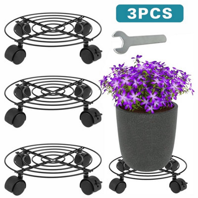 3Pcs Round Plant Pot Caddy Mover With Swivel Caster Wheels Trolley Dolly 27Cm from B&Q
