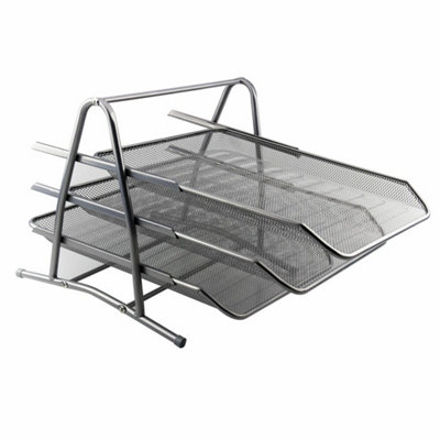 3 Tier Metal Office Desk Filing Letter Tray Document Holder from B&Q