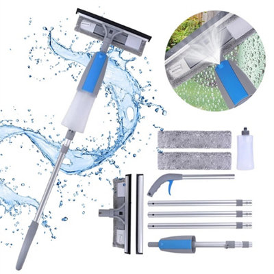 Window Squeegee Cleaner Kit With Spray & Extension Pole