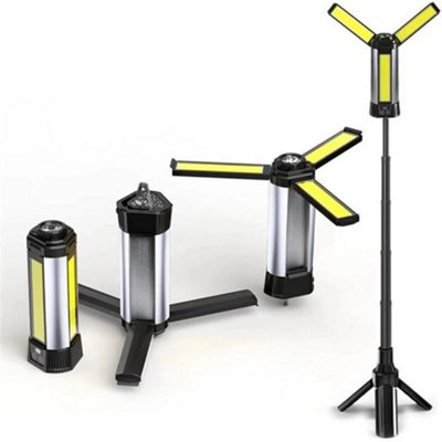Rechargeable Led Work Light Tripod Stand Camp Work Site Cordless Emergency Light from B&Q