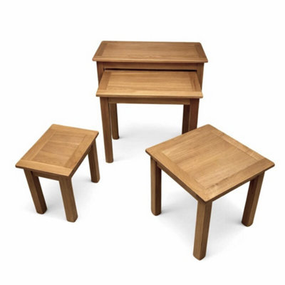 4 Piece Rustic Oak Nesting Side Tables from B&Q
