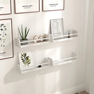 Set Of 4 Floating Wood Wall Shelves Display For Home from B&Q
