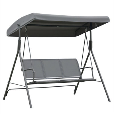 3 Seater Grey Garden Swing Hammock With Canopy
