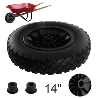  - 14"pu Black Puncture Proof Solid Wheelbarrow Wheel Complete