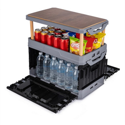  - Foldable Storage Crate With Table Top Camping Storage Cupboard