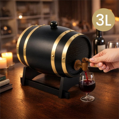  - 3L Oak Aging Barrel With FaucetMini Wooden Liquor Dispenser