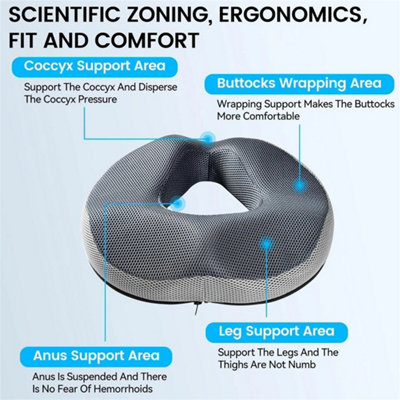 Donut Cushion For Coccyx Pain & Hemorrhoids Relief Memory Foam Ring Cushion from B&Q