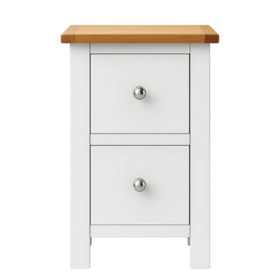 White 2 Drawer Bedside Table GreyWhiteOakBuiltStorage Nightstand from B&Q