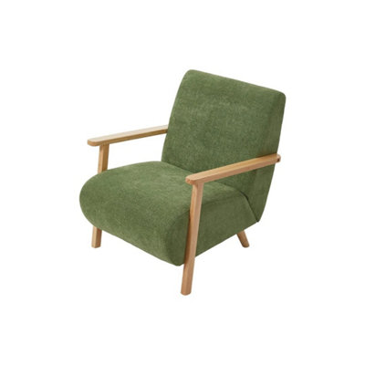 Mid-Century Chenille Accent Chair Upholstered Armchair For Living Room Bedroom from B&Q