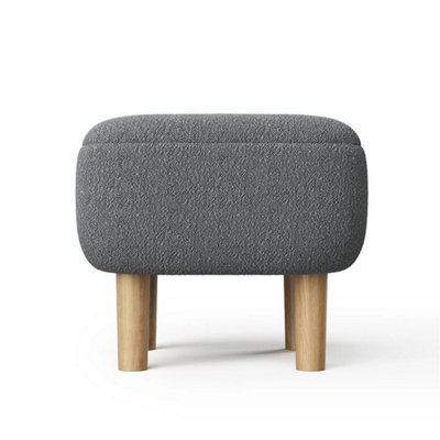 Grey-Square Footstool Footrest Pouffe Foot Stool Padded Seat With Wooden Legs from B&Q