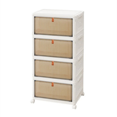 4-Large Folding Storage Box Stackable Case Cabinet Closet Home Organizer On Wheels from B&Q