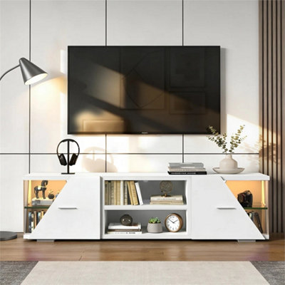 Led Tv Stand Cabinet Unit Modern High Gloss 2 Door Mdf Entertainment from B&Q