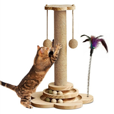 Tall Cat Scratching Post Cats Tree Scratcher Kitten Scratch Post Play Track Ball from B&Q