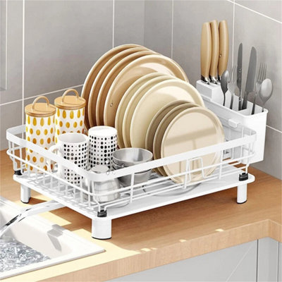 Anti-Rust Dish Drainer Drying Rack Removable Drip Tray Cutlery Holder from B&Q