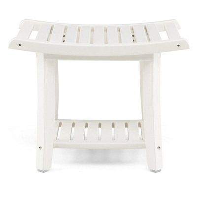 Shower Bench Waterproof Bath Spa Shower Stool Shelf Non-Slip Foot Pad from B&Q