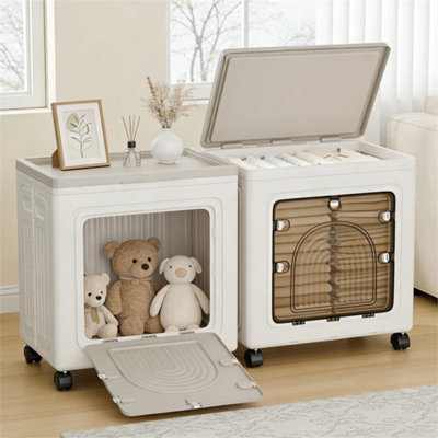 Transparent Folding Storage Box 100L Stackable Case Cabinet Closet Home Organizer On Wheels from B&Q