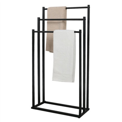 Black 3 Tier Free Standing Towel Rail Stand Unit Rack Storage Bathroom from B&Q