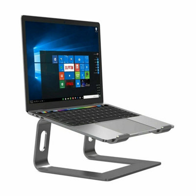 Grey Aluminum Laptop Tablet Stand Holder Desk Riser For Notebook Desk from B&Q