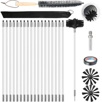 Chimney Cleaning Brush Kit Flue Sweeping Brush Flexible Rod Kit For Sewage Pipe from B&Q