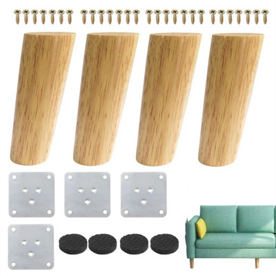 Set Of 4Pcs 12Cm Wooden Furniture Legs Solid Wood Oblique Tapered Furniture from B&Q