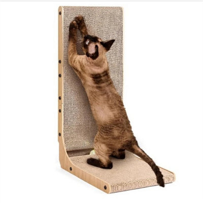 Cat Scratcher Board L-Shaped Scratching Pad Toy Corrugated Climbing Cardboard from B&Q
