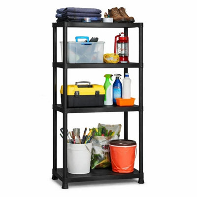 2Pcs 4  Tier Shelf Shelving Rack Shelves Plastic Racking Home Storage Unit Black from B&Q