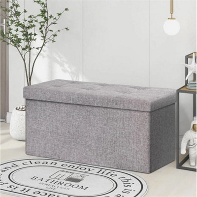 Folding Ottoman Storage Box Pouffe Seat Stool Home Chair Foot Stool Bench from B&Q
