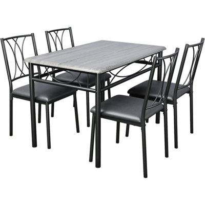  - 5 Piece Dining Table And Chairs Set Wooden Space Saving Grey