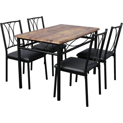  - 5 Piece Dining Table And Chairs Set Wooden Space Saving Brown