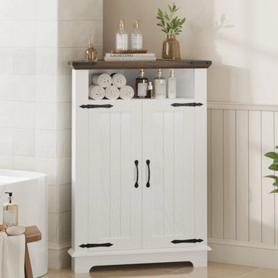  - Corner Bathroom Cabinet Floor Storage Cupboard With Shelf