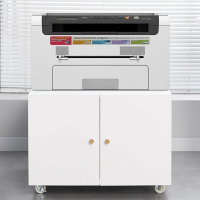  - File Cabinet Printer Stand Shelf Lockable Doors Rolling Wheel