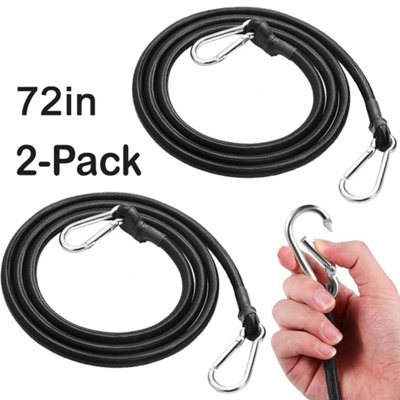  - 2 Pack Bungee Cords With Carabiner Clips 72 Inch 8 mm Strong
