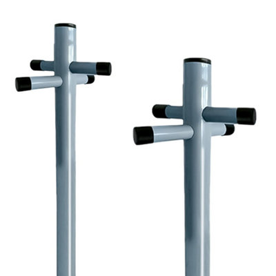 2 Pack 2.4M Galvanised Washing Line Pole With Ground Sockets from B&Q
