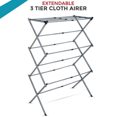3 Tier Heavy Duty Folding Telescopic Airer Indoor Outdoor Clothes from B&Q