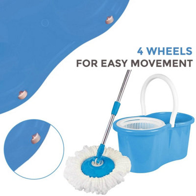 Spin Mop Bucket Set With Wringer & 2 Microfibre Refill Heads from B&Q