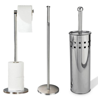  - Stainless Steel Bathroom Toilet Cleaning Brush & Roll Holder