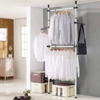 Telescopic Wardrobe Organiser Hanging Rail Clothes Rack Adjustable Storage  Single