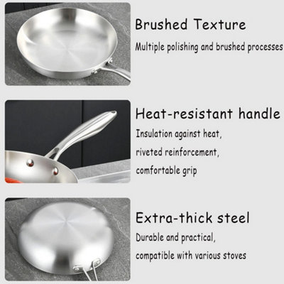 28Cm Stainless Steel Frying Pan Non Stick Uncoated Cookware from B&Q