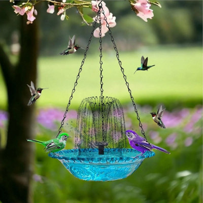 Solar Powered Hanging Bird Bath Feeder Fountain For Garden from B&Q