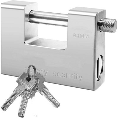  - 94mm Heavy Duty Padlock With 4 Keys Armoured Steel Lock