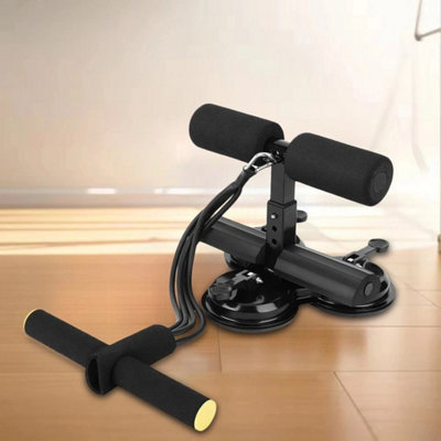  - Sit Up Assistant Device Floor Bar 3 Suction Cups Hamstring Curl Abs Home Workout Black