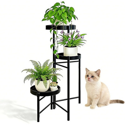  - Foldable 3-Tier Metal Plant Stand Ladder Flower Pot Display Rack