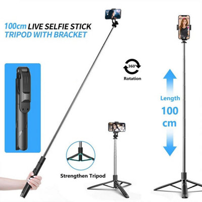 B&Q Flexible Selfie Stick Tripod Holder Stand With Bluetooth Remote For Mobile Phone