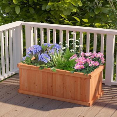 Raised Garden Bed Fir Wood Rectangle Planter Box from B&Q