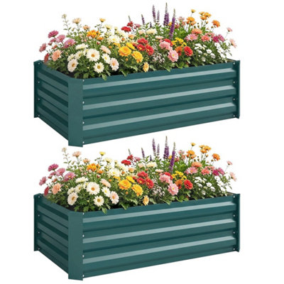 2Pcs Green Galvanized Raised Garden Planter Bed from B&Q