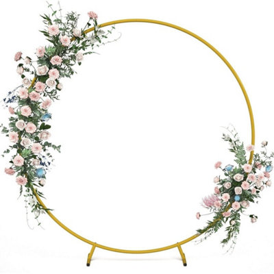  - Round Hoop Balloon Arch Backdrop Flower Gold Display Stand Frame Wedding 2M