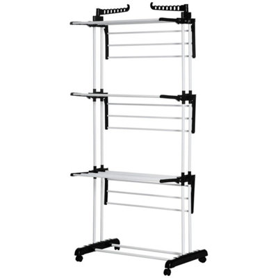  - Laundry Drying Rack: Foldable 4-Tier Steel Clothes Airer With CastorsIndoor &